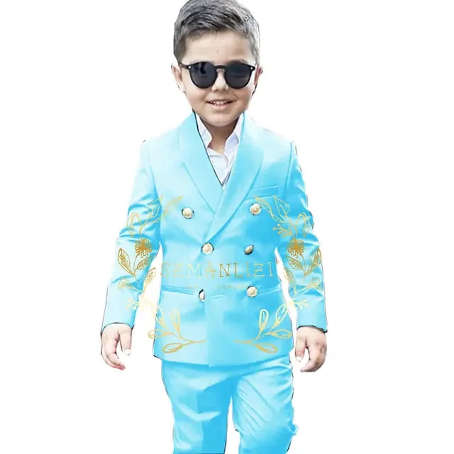 Suit For Boys Wedding Tuxedo 2 Piece Double Breasted Blazer Pants Suit Shawl Lapel Formal Jacket Customized 3-16 years old
