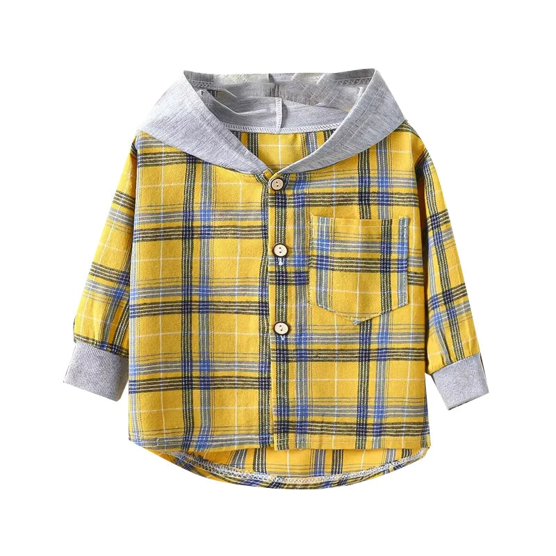 New children's hat shirt children's clothing baby boy casual plaid shirt girl long-sleeved clothing foreign shirt 2-10 years old