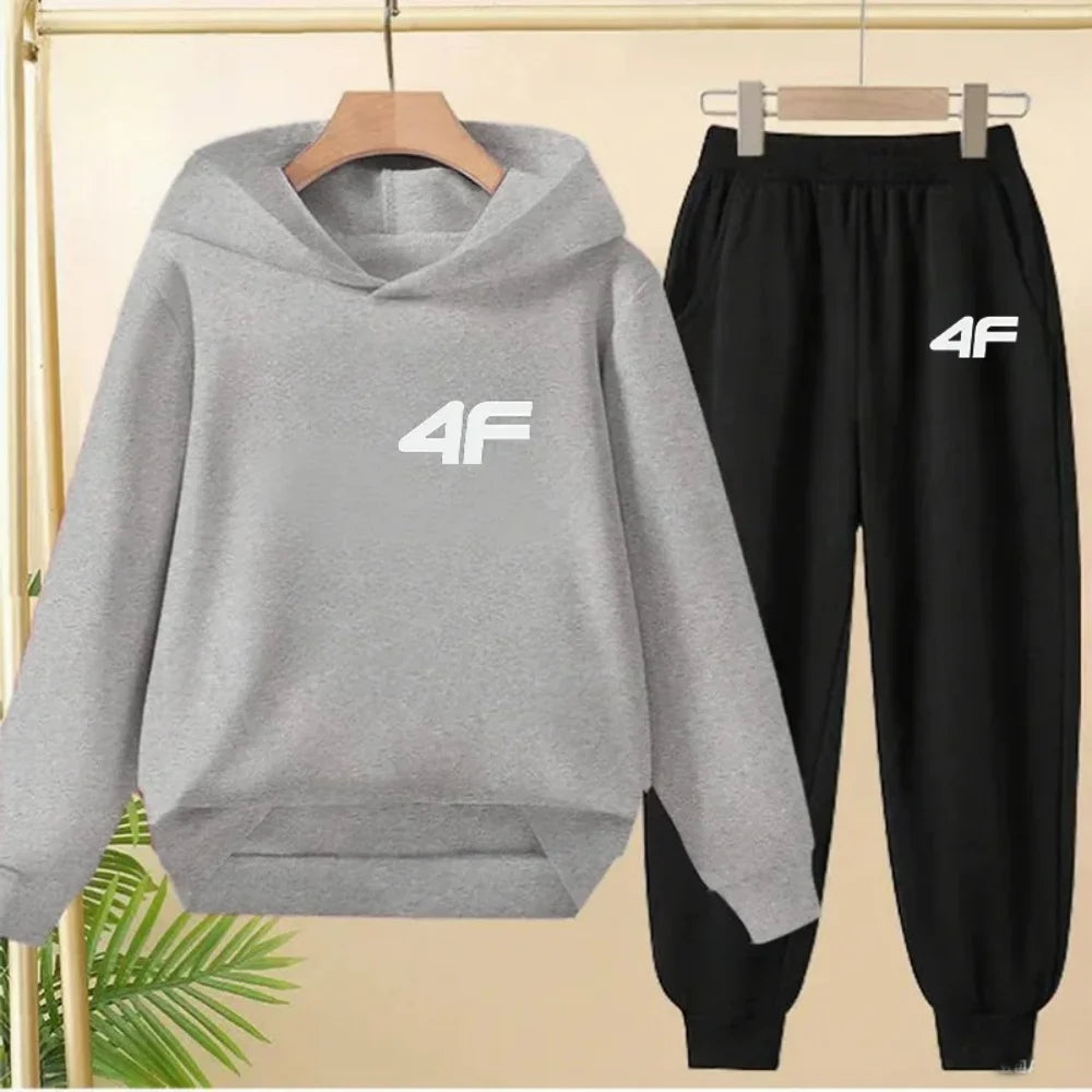 2026 Children's Adult Parent-Child Sportswear Set Boys and Girls Cartoon Print Hoodies and Pants Two-Piece Set Children's Fashio