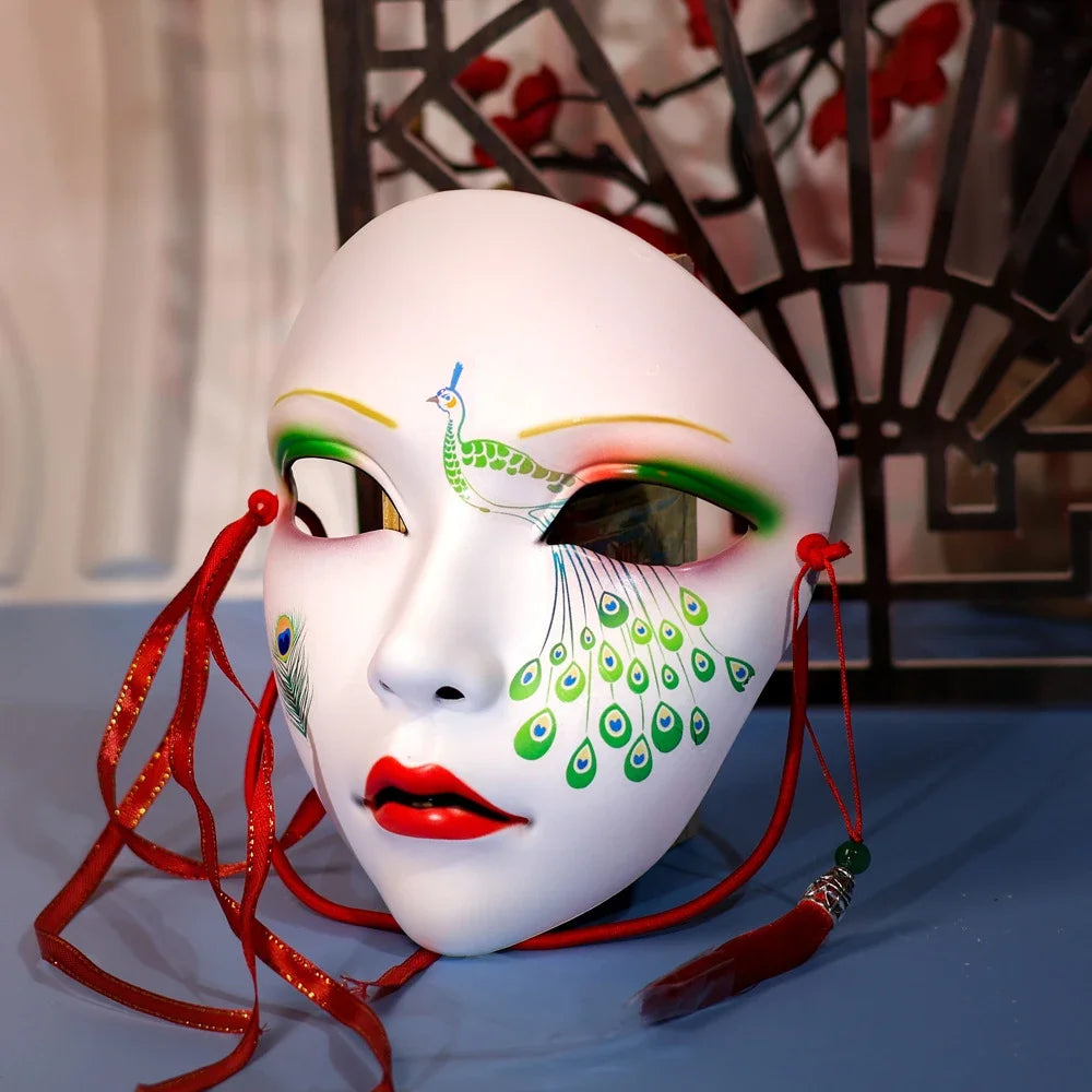 Adult Party Mask Hand Painted Makeup Full Face Carnival Queue Mask Kabuki  Masquerade  For Carnival Mardi Gras Cosplay