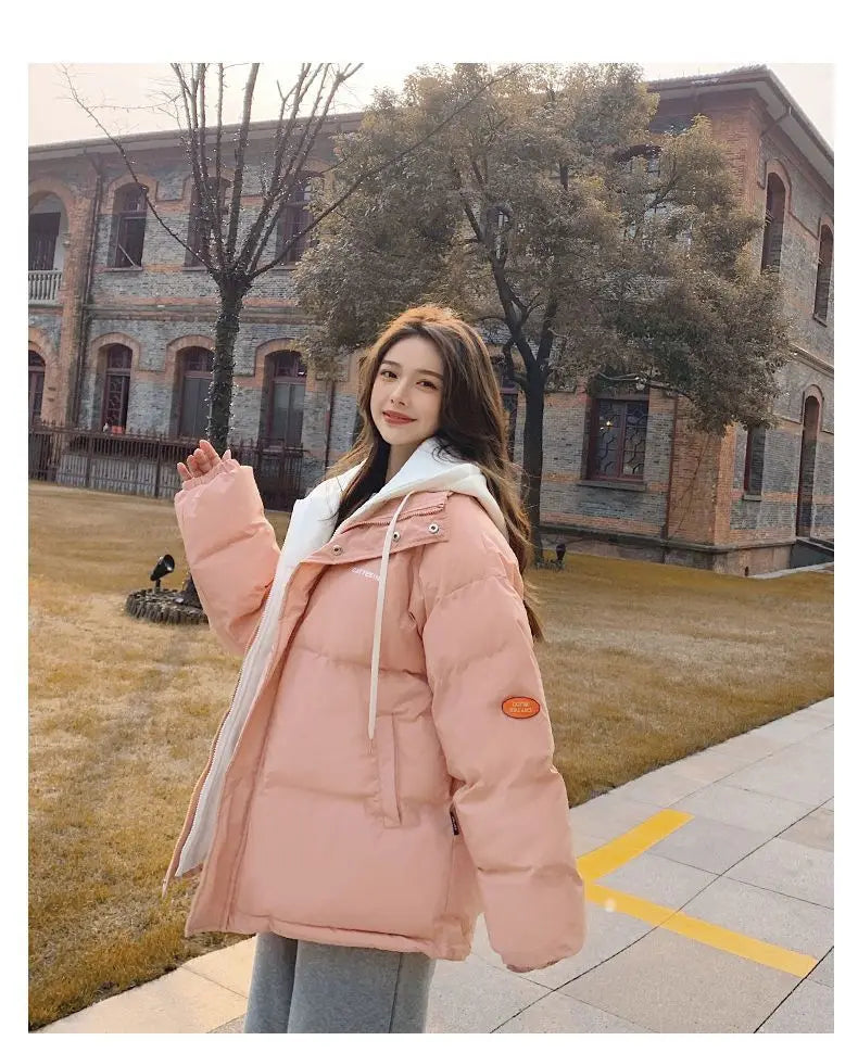 Couple style cotton coat Internet celebrity trend new fake two-piece cotton coat winter windproof warm cotton jacket