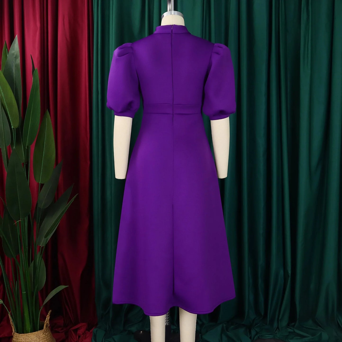 Elegant Party Dresses for Woman 2024 Luxury Bow Collar Short Sleeve High Waisted A Line Pleated Ankle Length Birthday Party Robe