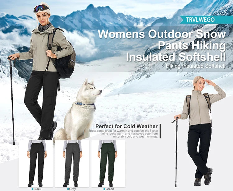 Women Winter Pants Are Warm, Waterproof, Windproof, Camping, Outdoor Travel, Mountain Climbing, Cycling, Sports Pants