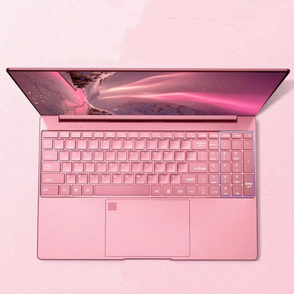 11th Gen Celeron N5095 Laptop - Win 10/11, 16GB 32GB RAM, 128GB - 2TB SSD. 2.4G/5.0G WiFi & Bluetooth, stylish pink keyboard.