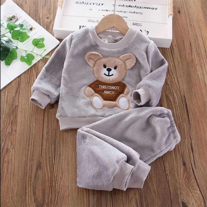 Winter Boys Padded Sets Children's Thicken Suit Autumn Fleece Hooded Sweatshirt Sweatpants 2 Pieces Kids New Warm Outfit