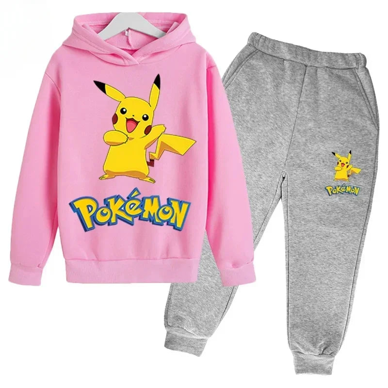 New Brand Cartoon Printed Sport Sweatshirt+Pants 2pcs Set Spring Autumn Kids Boy Girl Clothing Casual Hoodie Teen Sportsuit