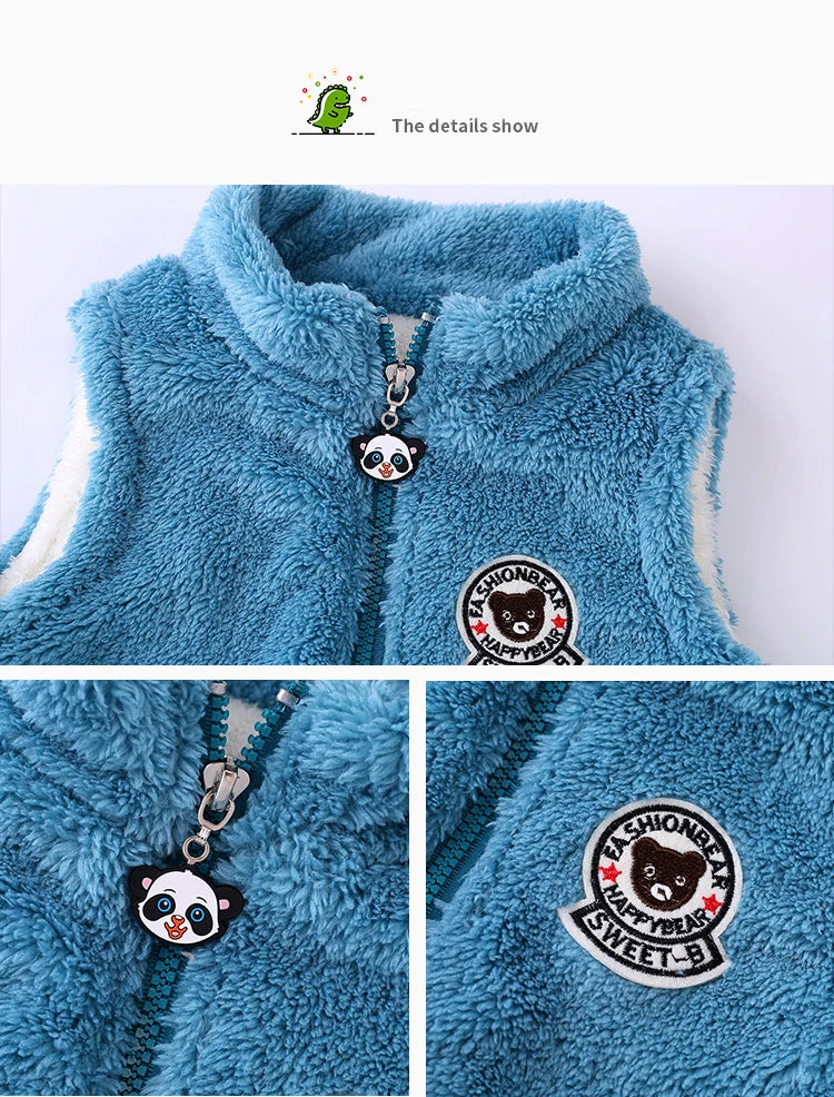 3-12 Years Spring Autumn Girls Vest Fleece Sleeveless Boy Coat Waistcoat Keep Warm Kids Outerwear Girls Jacket Children Clothing