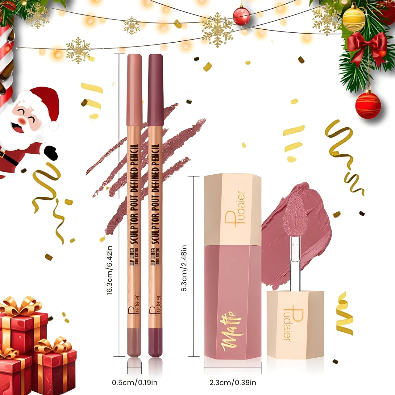 Flawless Lip Kit: Matte Lip Liner Pencil &  Lip Gloss, Silky Smooth, Smudge-Proof & Non-Drying Formula for Fuller Lips.