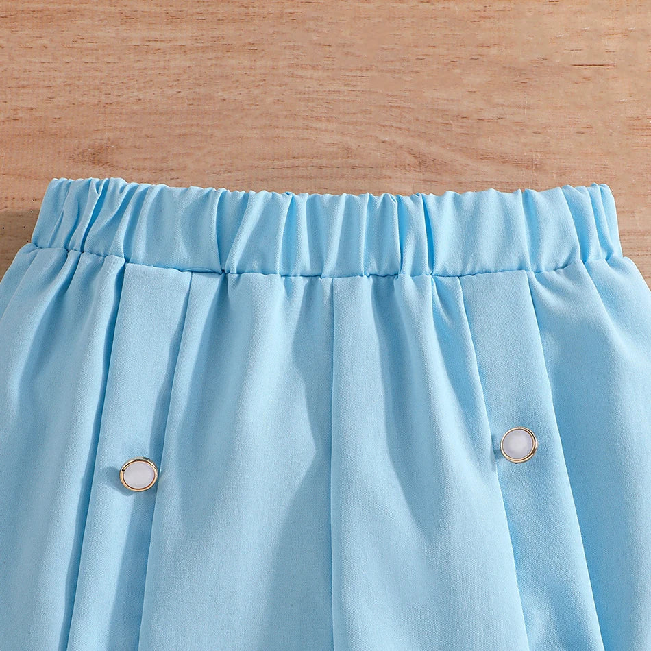 Children Clothing Stylish Girls Kids Autumn Winter Long Sleeve Bow-Tie Mesh-Sleeved Suit Pant Set Everyday Wear Children Sets