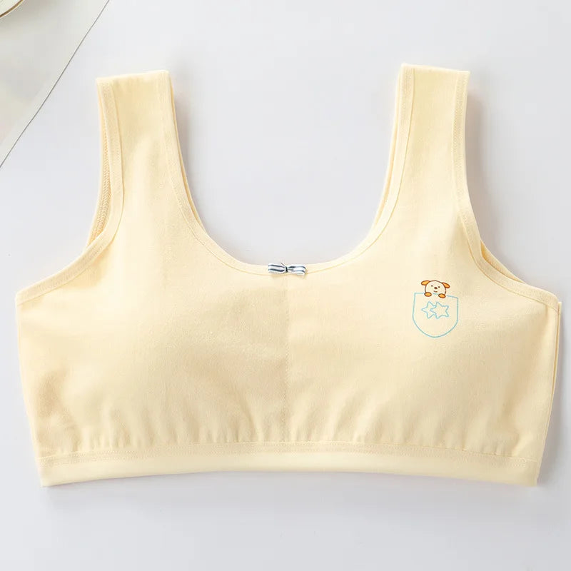 Underwear for Female Primary School Students 8-9-12-16 Years Old Small Vest Cotton Girl Junior High School Student Anti-Bump Bra
