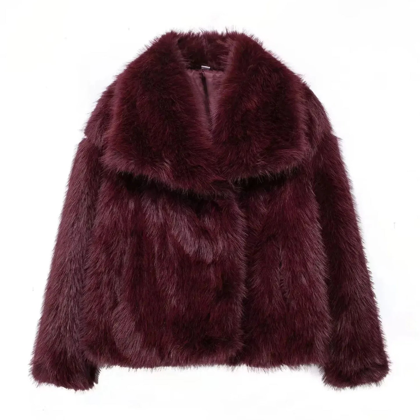 HH 2025 Winter Coats For Women Fashion New Faux Fur Long Sleeves Loose Coat Female Versatile High Street Women's Cardigan