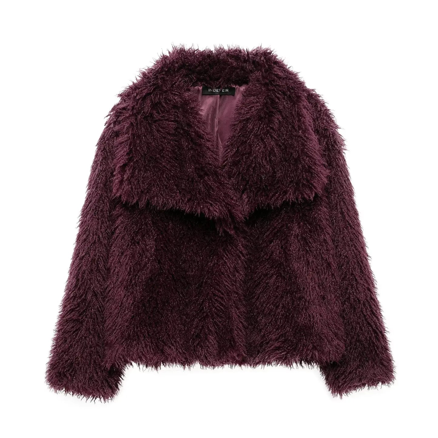 HH 2025 Winter Coats For Women Fashion New Faux Fur Long Sleeves Loose Coat Female Versatile High Street Women's Cardigan