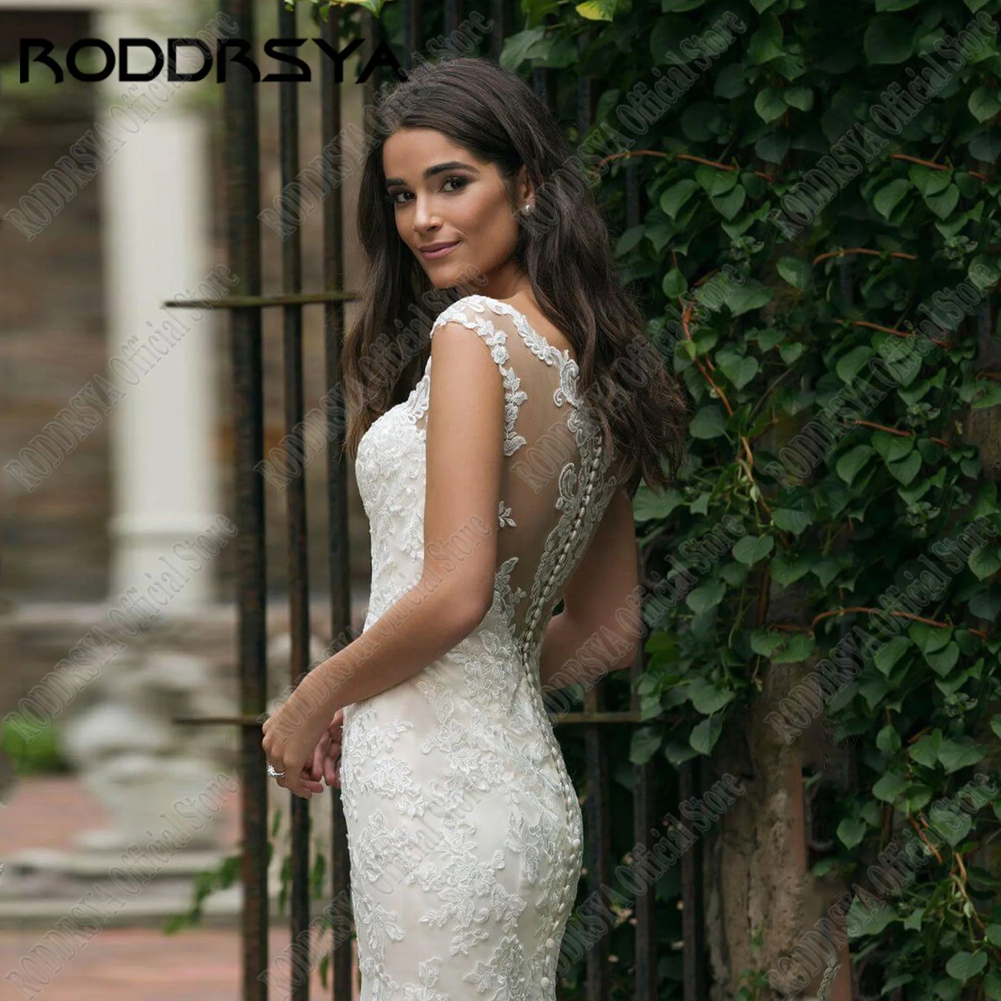 RODDRSYA Lace Mermaid Wedding Dresses Appliques V Neck Bride Gown Cap Sleeve Boho Bridal Dress Customized vestidos de novia
