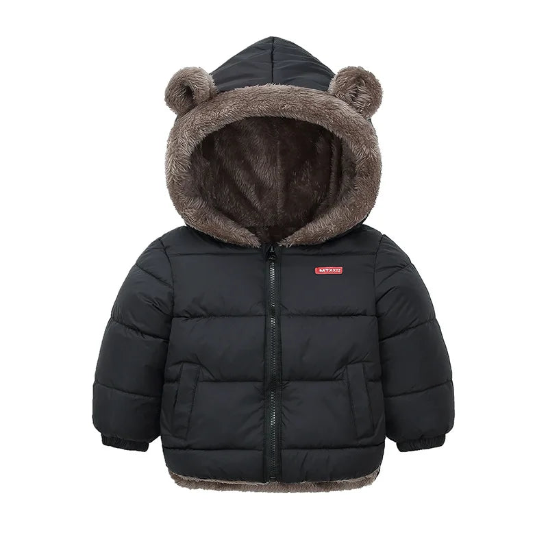 Winter Boys Girls Down Coats Kids Plush Velvet Jackets Children Thick Hooded Outerwear Baby Toddler Autumn Winter Padded Clothes