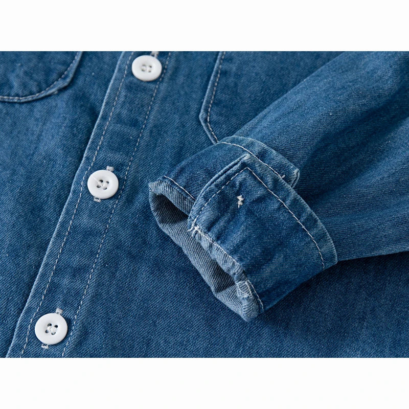 Fashion Jean Shirts for Baby Boys Children Spring Autumn Full Sleeve Denim Jackets Kids Lapel Shirt Coat 2 Colors Baby Clothes
