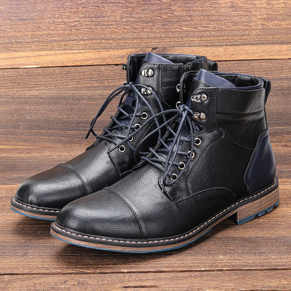 Size 8-13 Retro Men Boots 2025 Fashion Comfortable Spring Leather Boots