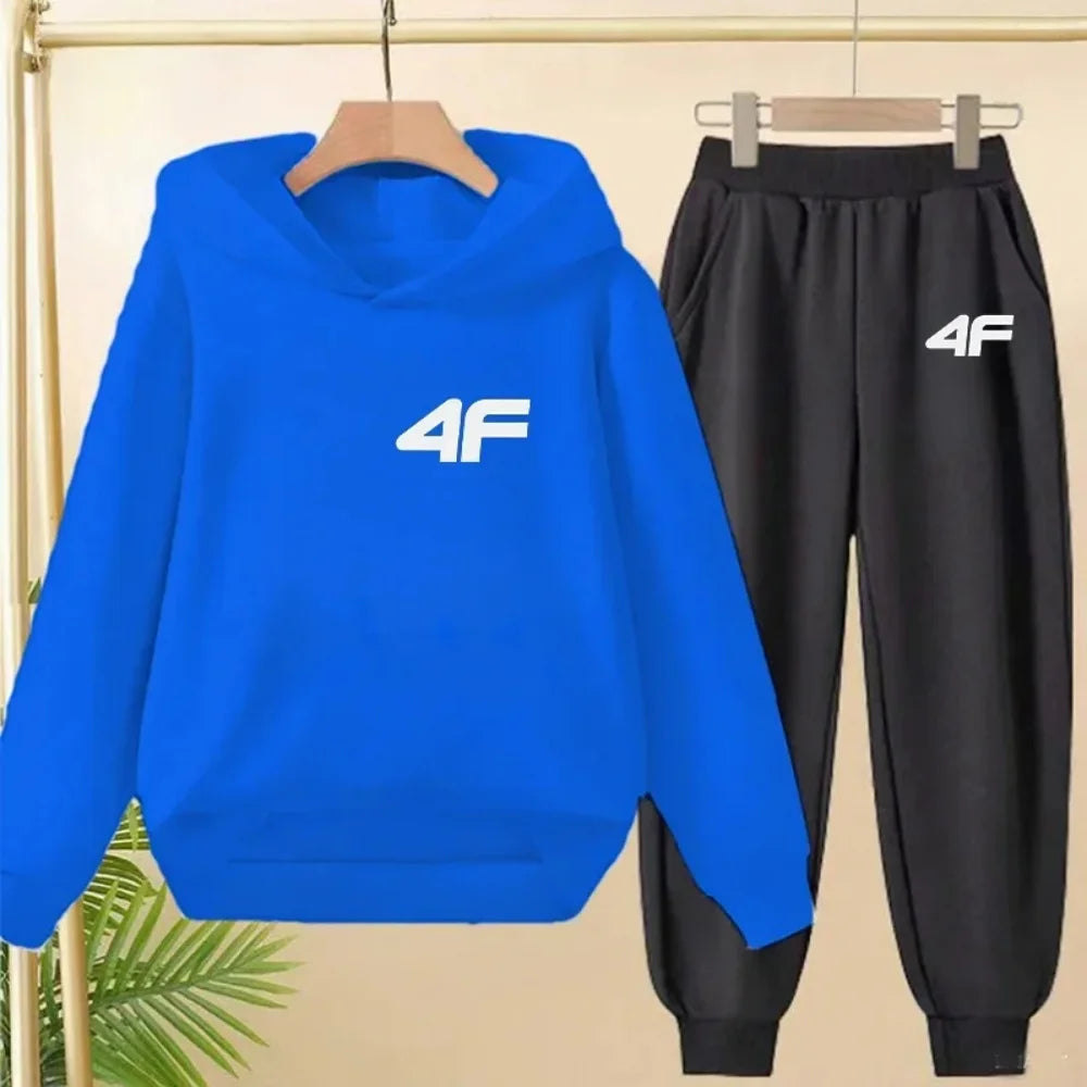 2026 Children's Adult Parent-Child Sportswear Set Boys and Girls Cartoon Print Hoodies and Pants Two-Piece Set Children's Fashio