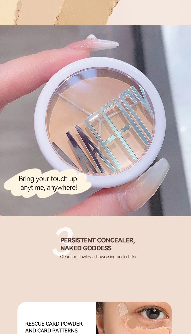 Maffick 3-Color Concealer, Provides Covering Concealer and Moisturizing, Covering Concealer with Concealer Foundation, Non-Fitting Powder, Also Available for Dry Impaired. Is Waterproof