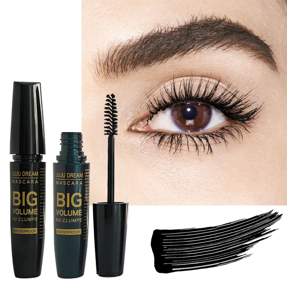 Black Mascara Thickening - Long-Lasting, Volumizing , Fiber Formula with 360° Spiral Brush Waterproof Liquid Fiber Mascara