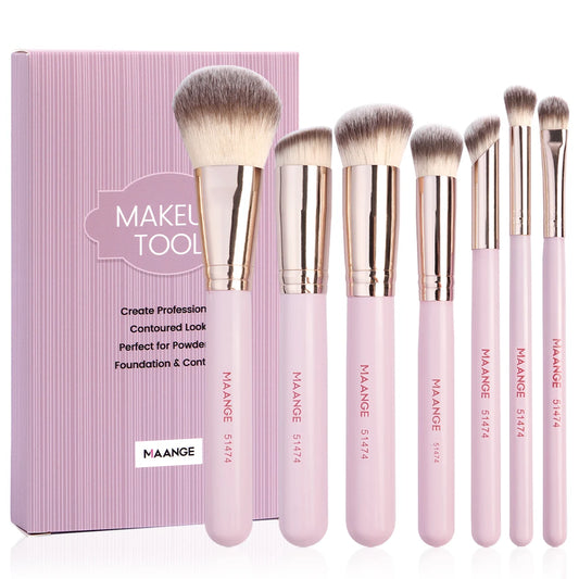 MAANGE 7PCS Makeup Brush Set Foundation Concealer Eyeshadow Makeup Brush for Liquid Cream Soft Dense Cosmetic Makeup Beauty Tool