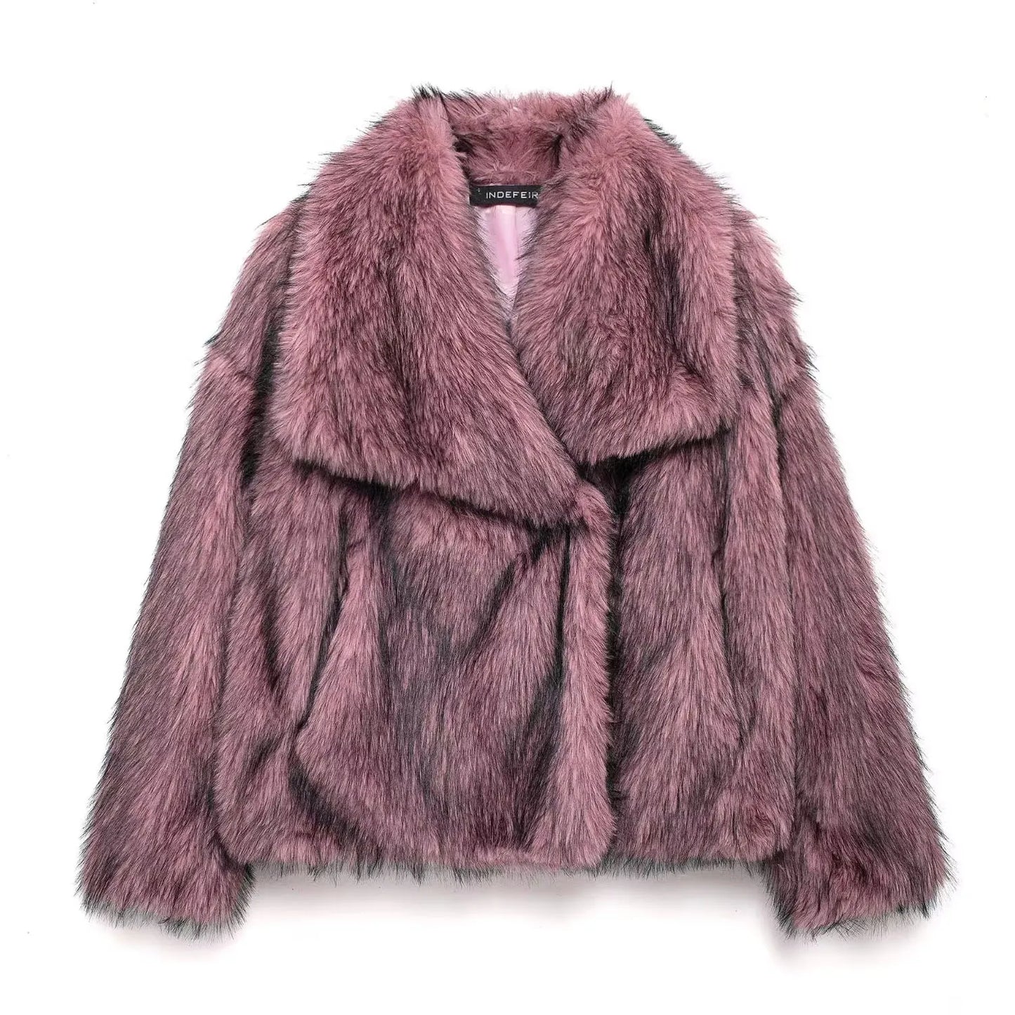 HH 2025 Winter Coats For Women Fashion New Faux Fur Long Sleeves Loose Coat Female Versatile High Street Women's Cardigan