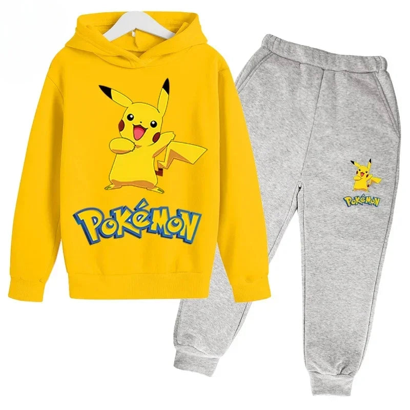 New Brand Cartoon Printed Sport Sweatshirt+Pants 2pcs Set Spring Autumn Kids Boy Girl Clothing Casual Hoodie Teen Sportsuit