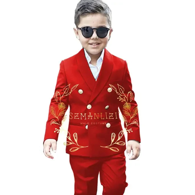 Suit For Boys Wedding Tuxedo 2 Piece Double Breasted Blazer Pants Suit Shawl Lapel Formal Jacket Customized 3-16 years old