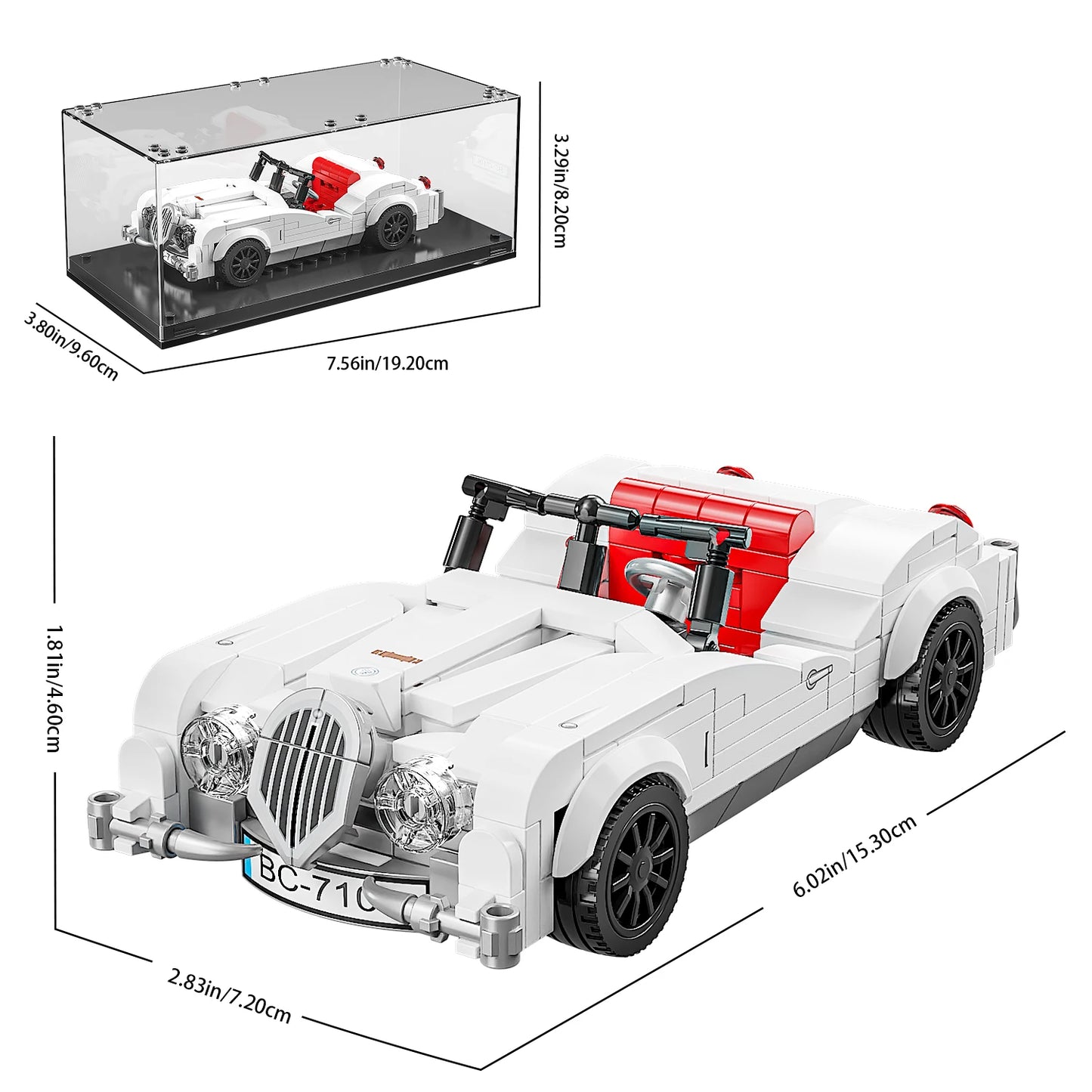 302PCS Building Blocks Sports Car Toy Classic Cars Bricks Model Educational Toys Set With Transparent Display Box Christmas Gift