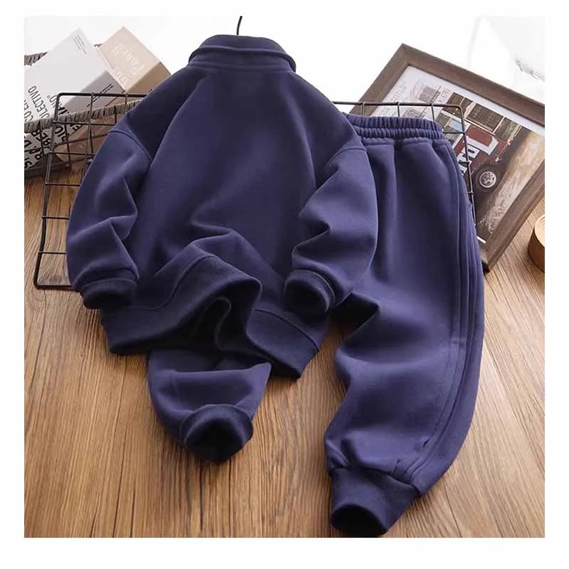 Children's Sweater Sports Sets Boys Stand-Up Collar Letter Suit Spring Autumn New Kids Loose Fashion Casual 2 Piece 4-14Y