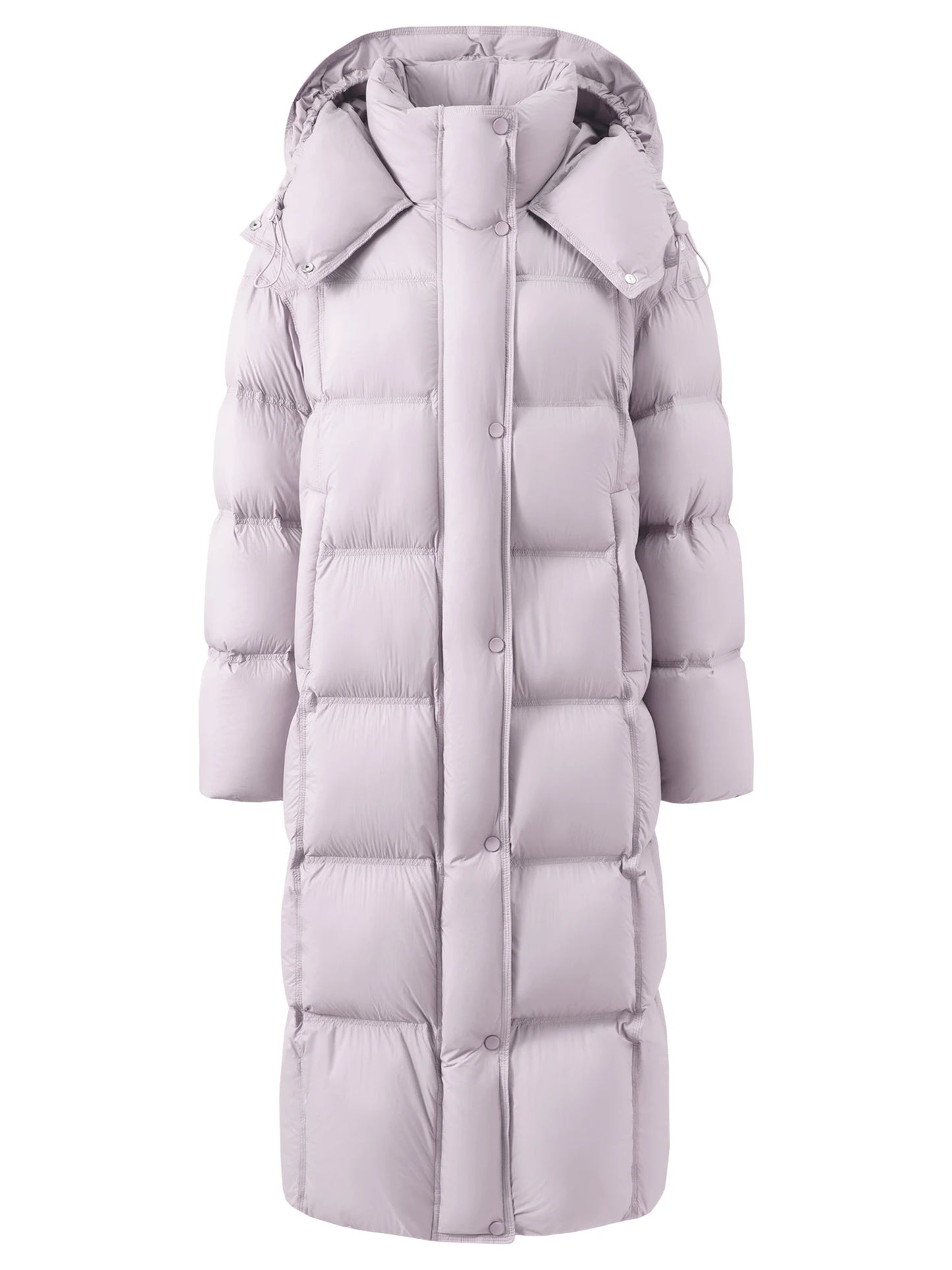 FSLE 2025 Winter New Women's Long Puffer Down Coat with Hood Two-Tone Color Block Thermal Insulated Jacket Heavy Warm Outerwear