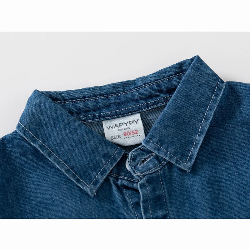 Fashion Jean Shirts for Baby Boys Children Spring Autumn Full Sleeve Denim Jackets Kids Lapel Shirt Coat 2 Colors Baby Clothes