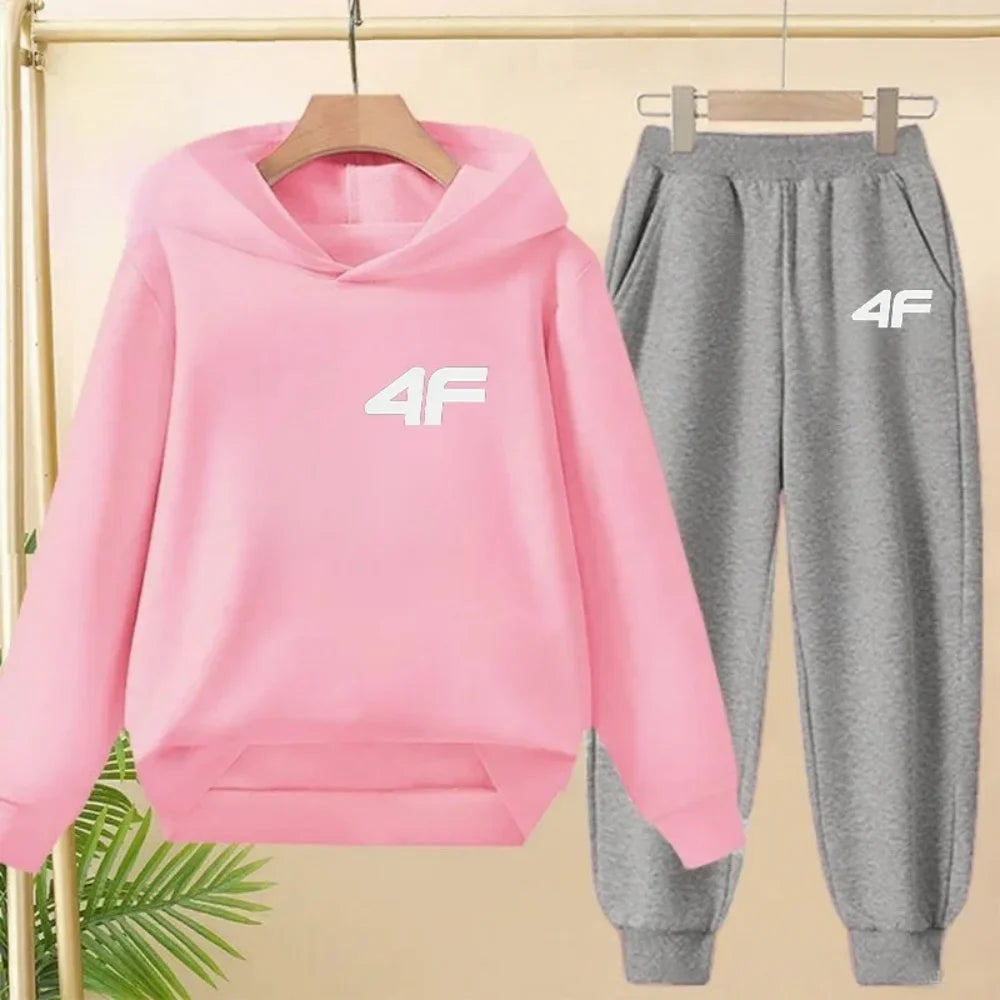 2026 Children's Adult Parent-Child Sportswear Set Boys and Girls Cartoon Print Hoodies and Pants Two-Piece Set Children's Fashio