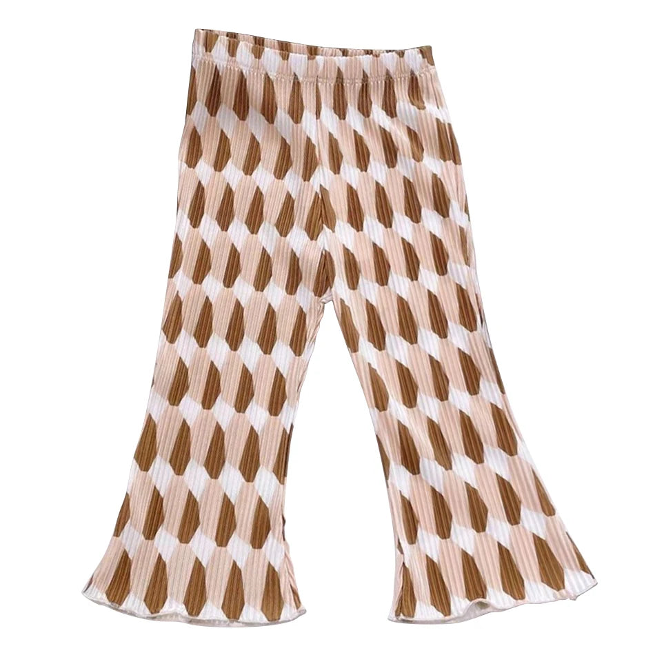 Elegant Playful Girls Floral Polka Dot Flared Pants Summer Autumn Outdoor Casual Bottoms Children Kids Cartoon Fashion Capris