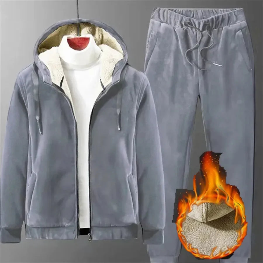 Winter Lambwool Tracksuit Piece Sets Warm Thicken Fleece Joggers Pants Outfits Casual Womens Plush Hooded Sweatshirts Conjuntos