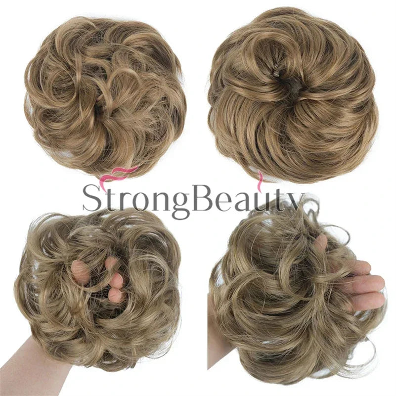 Synthetic Messy hair piece Daily Use Donut Chignon Scrunchies Fake Elastic Hairpiece Blonde Brown Bun For Women