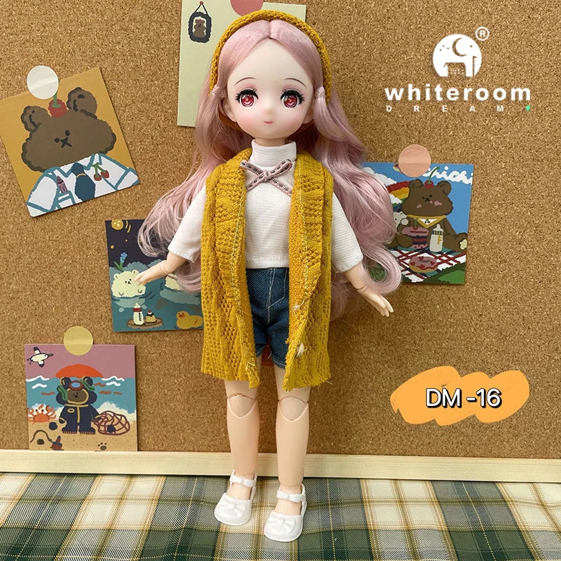 New 30cm BJD Doll High Beauty Asian Girl Toy For Chilren Retro Classic Wedding Dress Lolita Noble Rabbit Holiday Birthday Gift