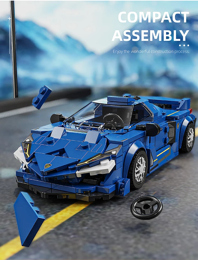 302PCS Building Blocks Sports Car Toy Classic Cars Bricks Model Educational Toys Set With Transparent Display Box Christmas Gift