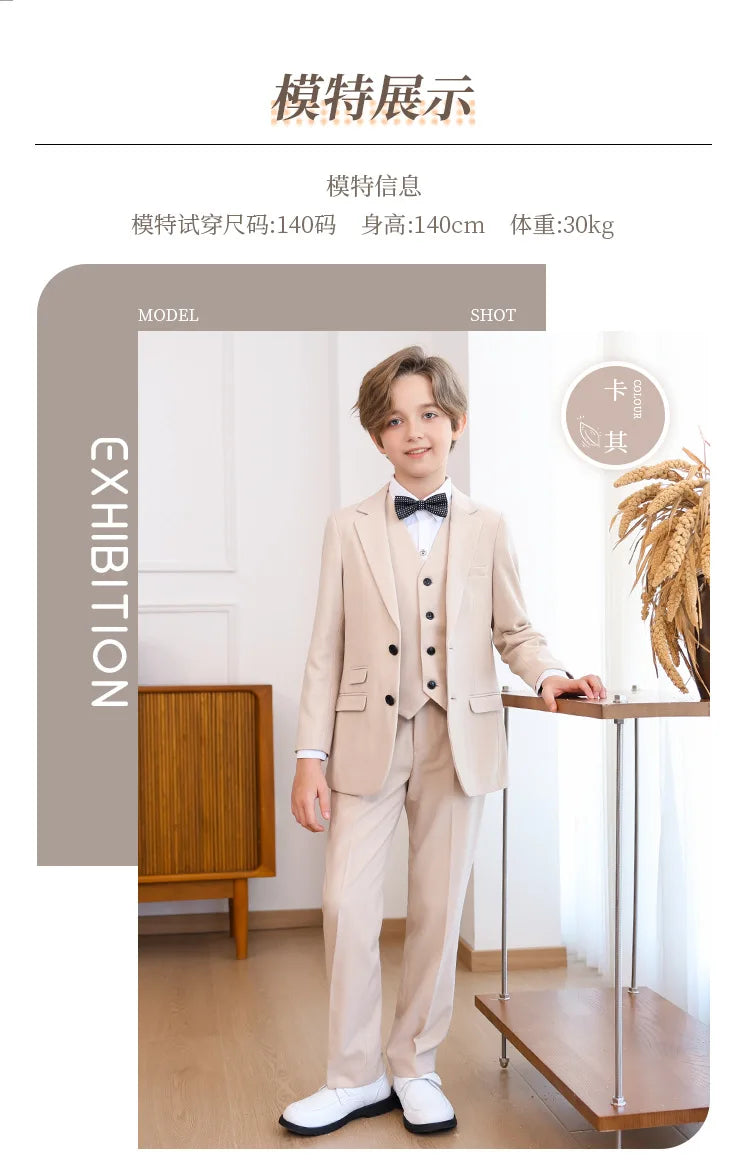 Child Boys Wedding Suit 1-14 Years Teenage Boy Suits Outfits Set Spring Autumn Elegant Boy Formal Piano Performance Costume Suit