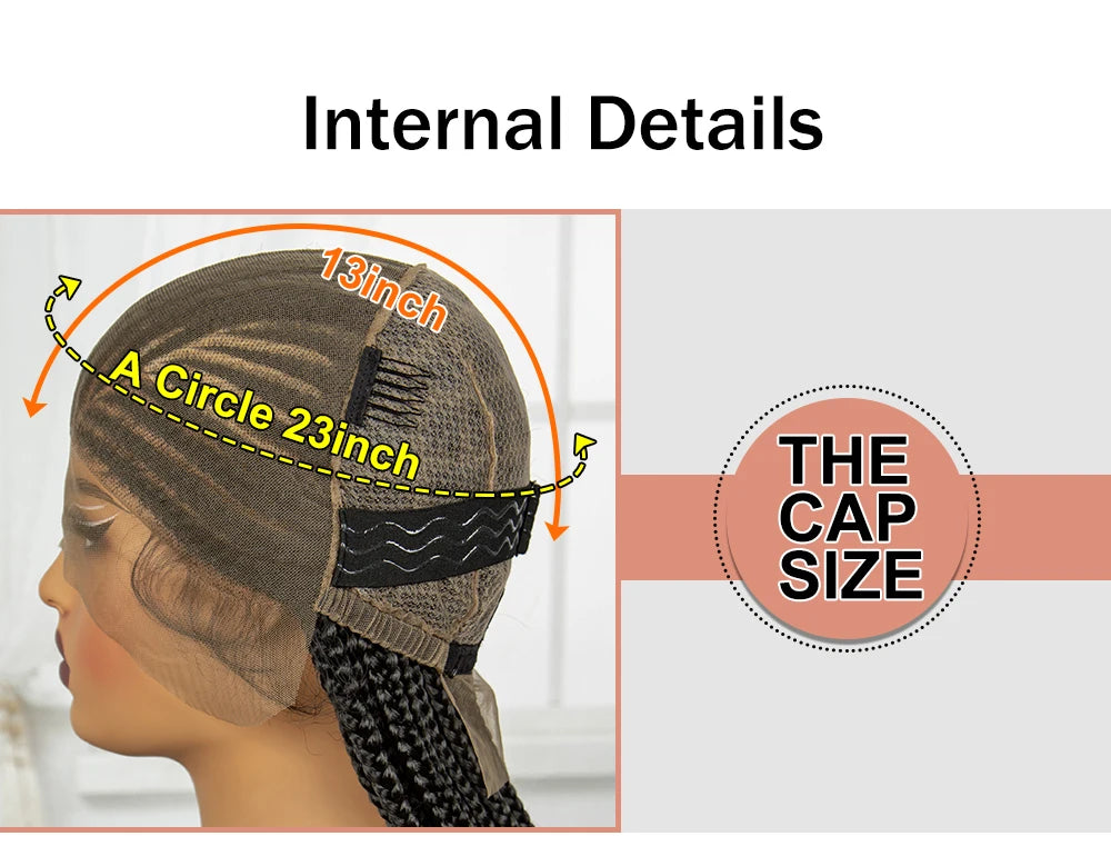 Full Lace Cornrow Braided Wigs 36inch Synthetic Natural Box Braided Lace Wigs with Baby Hair for Black Women