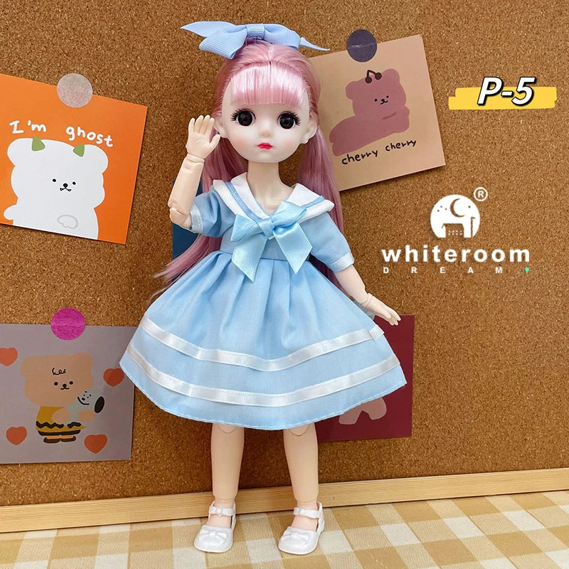 New 30cm BJD Doll High Beauty Asian Girl Toy For Chilren Retro Classic Wedding Dress Lolita Noble Rabbit Holiday Birthday Gift