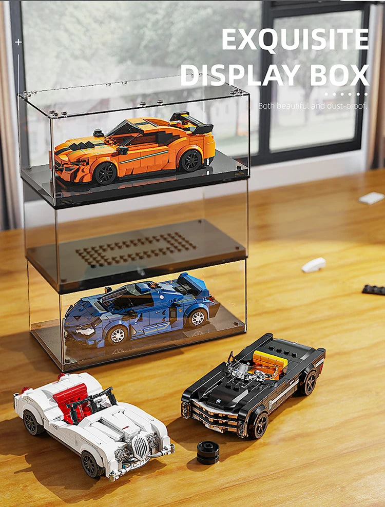 302PCS Building Blocks Sports Car Toy Classic Cars Bricks Model Educational Toys Set With Transparent Display Box Christmas Gift