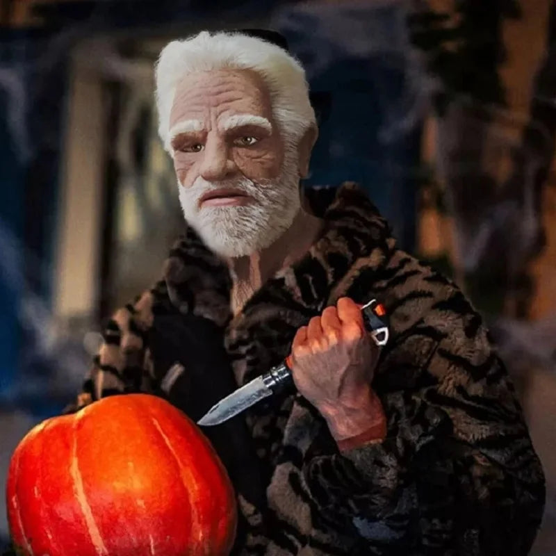 Mr máscara branca halloween novo homem velho careca chapelaria real cosplay adereços fotografia acessórios