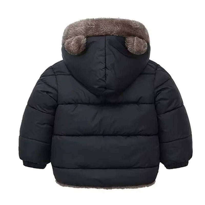 Winter Boys Girls Down Coats Kids Plush Velvet Jackets Children Thick Hooded Outerwear Baby Toddler Autumn Winter Padded Clothes