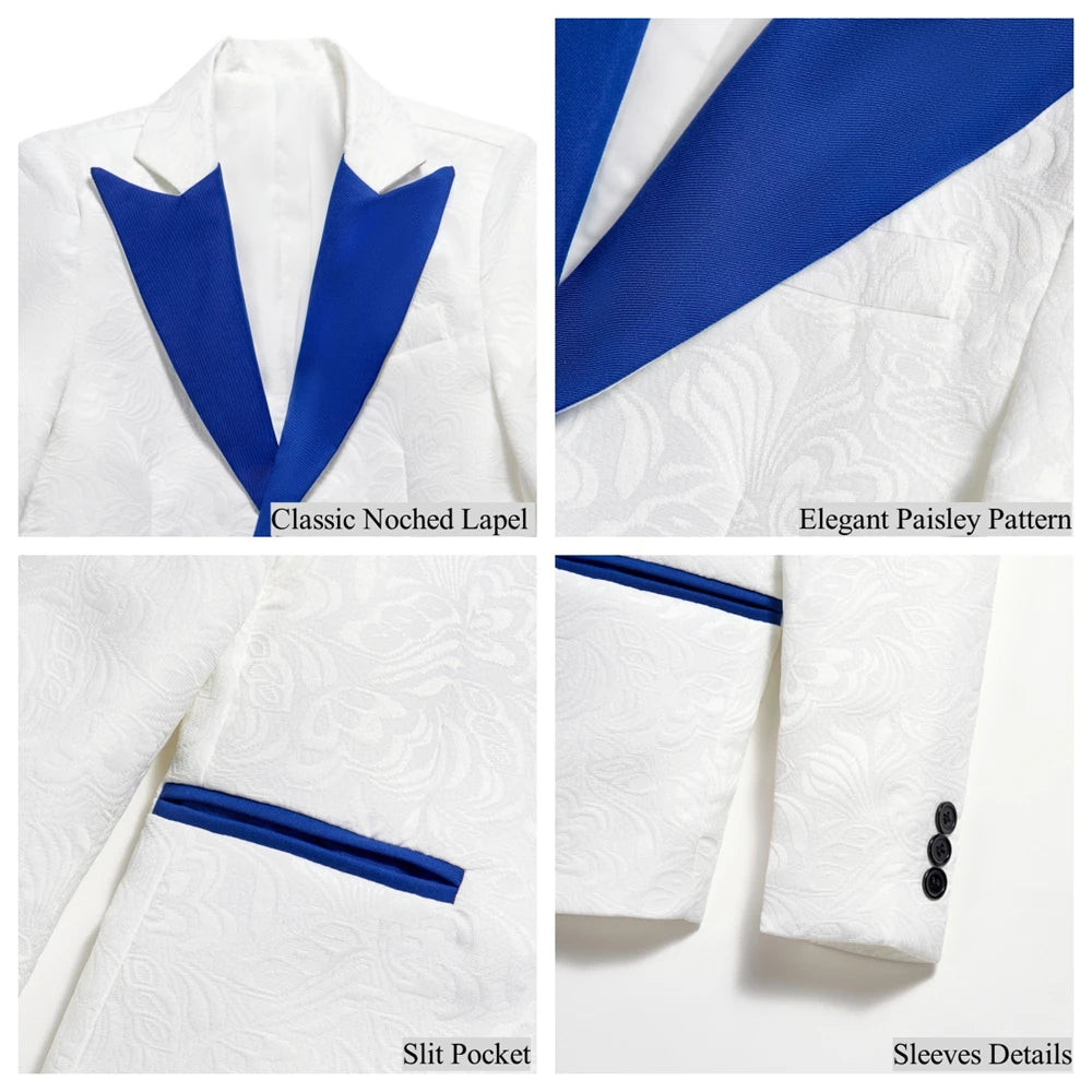 Jacquard Suit for Kids 3-14 Yrs, Wedding Suit for Boys, Pasilsey 4-Pieces Suit Set Children Communion Tuxedo Formal Suits