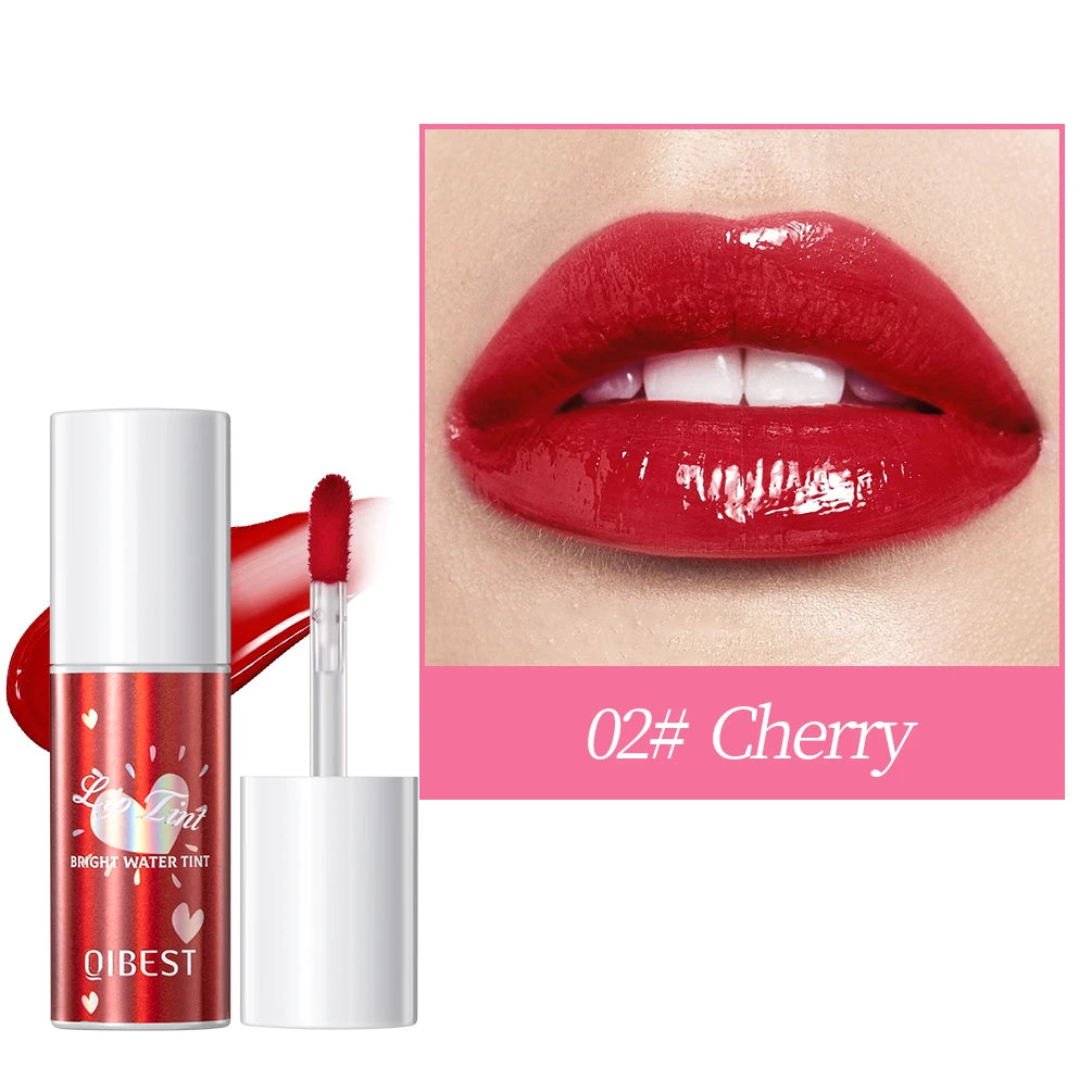 QIBEST Mirror Lip Glaze Water Lipgloss Sexy Red Lip Tint Liquid Lipstick Long-lasting Moisturizing Natural Beauty Lips Cosmetics