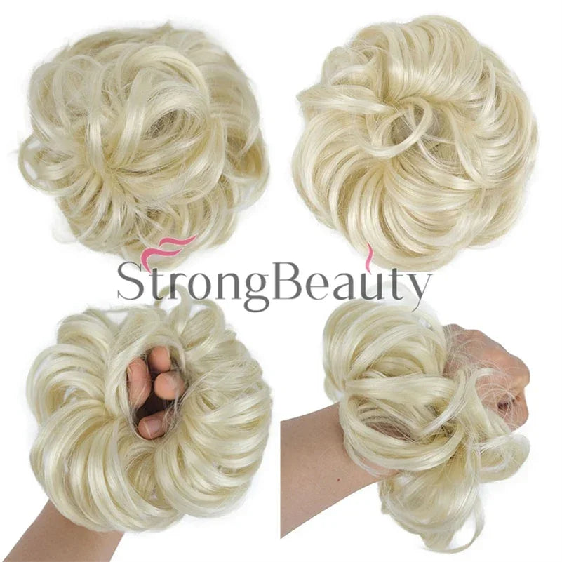 Synthetic Messy hair piece Daily Use Donut Chignon Scrunchies Fake Elastic Hairpiece Blonde Brown Bun For Women