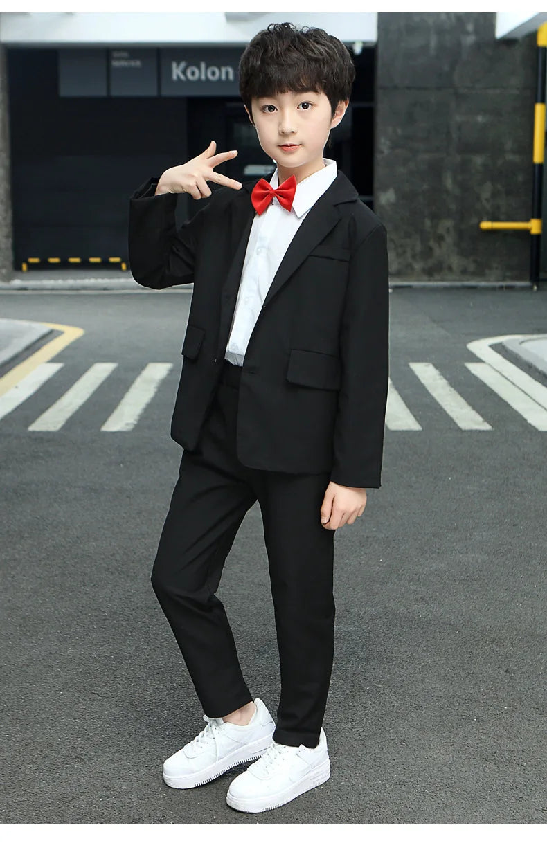 School Children Clothes Boys Suit Casual Blazer Jacket Trousers Two Pieces Kids Costume Black 12 13 14 Years Teenage Clothing