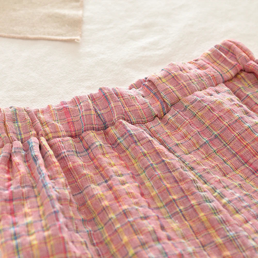 Fashionable Casual Pink Checkered Shirt Top And Pants Set for Girls 3-7 Years Long Sleeved Spring Autumn Two-piece Outfit