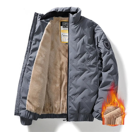 Winter Casual Fashion Streetwear Jacket Mens Puffer Coats Mens Clothes  Standing Collar Warm Top Coat Middle-aged Men With Plush