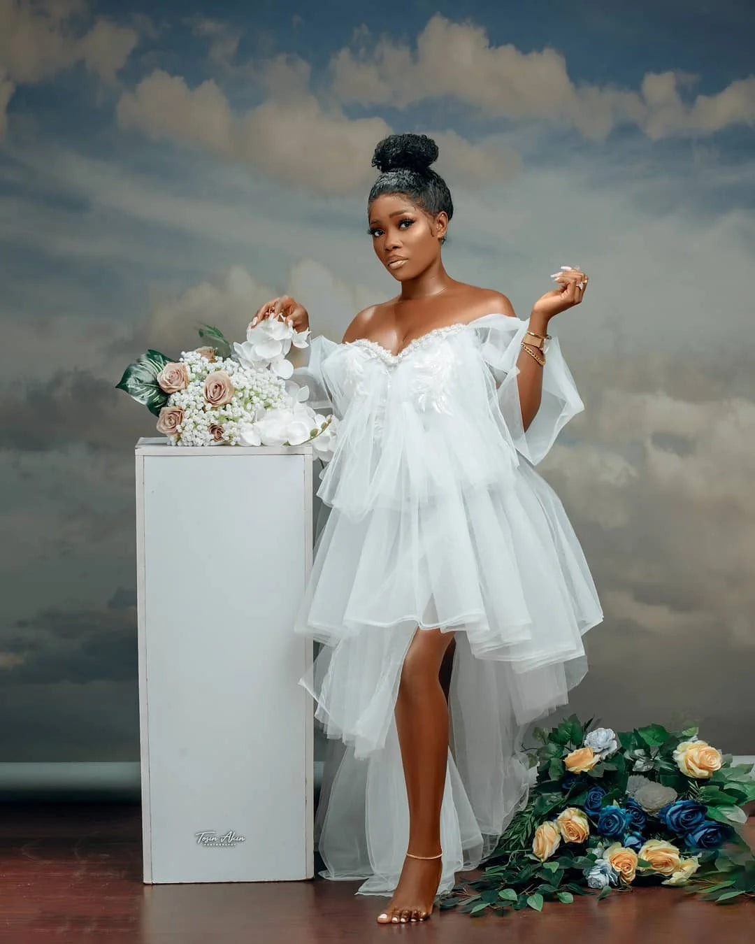 Ruffles Bride Robes for Wedding High Low African Customized Bridal Shower Sleepwear Dresses